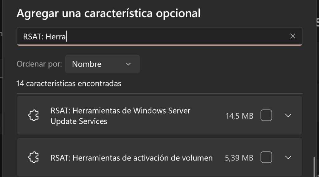 Instalación de herramientas RSAT en Windows 11